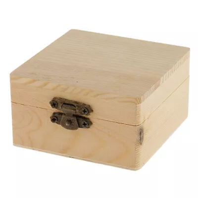 $9.97 • Buy Light Unfinished Wooden Box With Lid And Clasp  Your Own