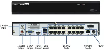 Night Owl NVR-IH808-16-RS 16 Channels 8 Tb 4K • $485