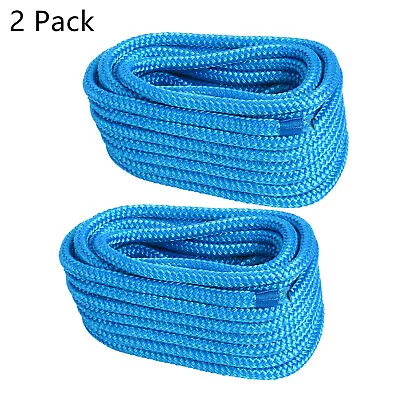 2 Pack 5/8 Inch 30 FT Double Braid Nylon Boat Dock Line Mooring Rope Line Blue • $43.19