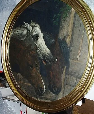 Horses Trio J F Herring Rare Original 1800 Antique Hand Color Etching Rd Frame • $2550