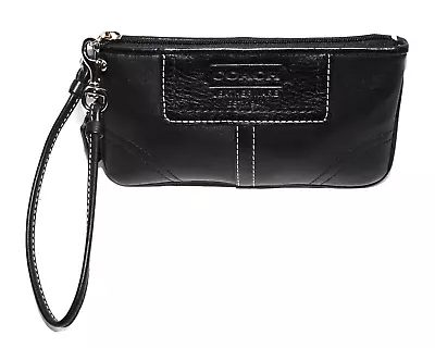 Vintage Coach Leatherware Black Leather Detachable Strap Wristlet NOS NWOT • $44.99