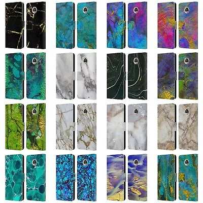 Official Haroulita Marble Leather Book Wallet Case Cover For Motorola Phones • $22.95