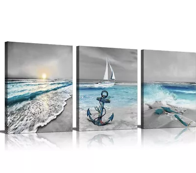 Canvas Wall Art Home Decoration 3 Piece Modern Painting On Canvas Prints (Beach) • $9.99