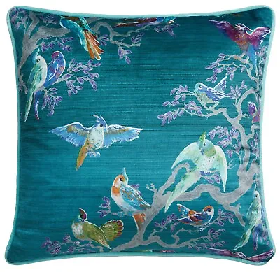 Laurence Llewelyn Bowen LLB Birds Velvet Piped Edge Cushion Cover 43x43cm Blue • £10.95