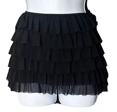 Coquette Black Micro Mini Skirt Multi-Tiered Ruffled Exotic Club Wear Sexy • $7.99