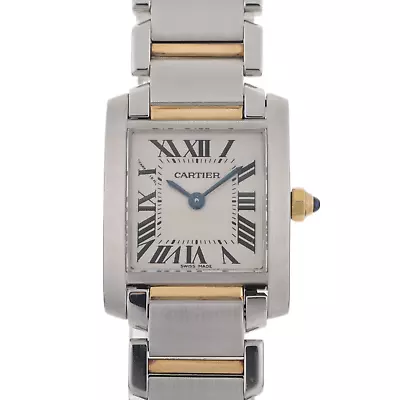 Cartier Tank Francaise 2384 18k Gold Two Tone 20mm White Roman Dial Ladies Watch • $2999.99