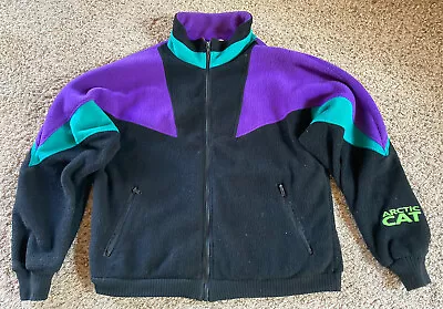 VTG Arctic Cat Arcticwear Fleece Full-Zip Color-Block Snowmobile Jacket ￼USA- L • $27.99