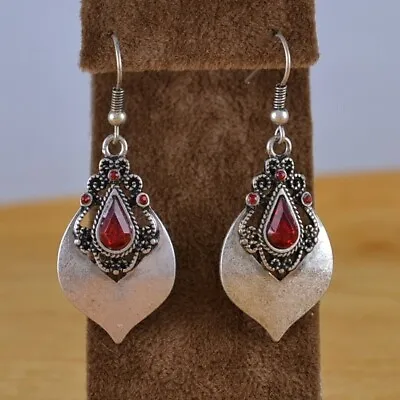 925 Silver Ear Hook Vintage Moonstone Dangle Drop Earrings Women Wedding Jewelry • $2.17