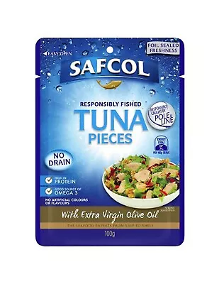 Safcol Responsibly Fished Tuna Pieces With Extra Virgin Olive Oil 100gm X 12 • $38.95