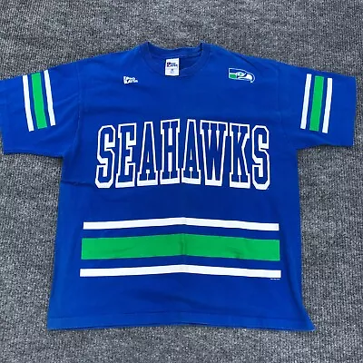 Vintage Pro Player NFL Seattle Seahawks Jersey T-Shirt XXL Single Stitch USA • $39.99