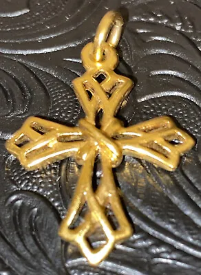 Vintage Gold Tone Filigree Cross Pendant 1 Inch Beautiful Creation Blessings • $11.99