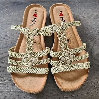 I Love Billy Womens Fede Beaded Woven Strappy Sandals Size 41 Beige • $24.95