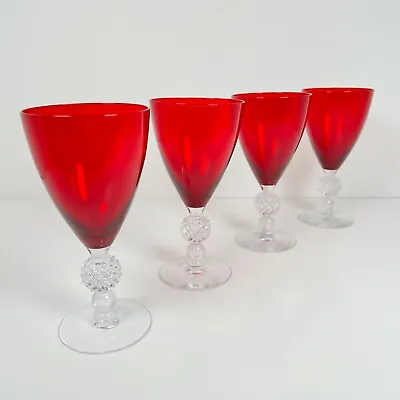 Vintage Morgantown Golf Ball Red Goblets Set Of 4 Barware • $150