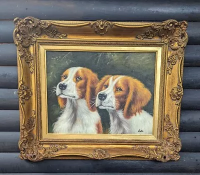 Spaniel Dogs Portrait Framed Original Oil Painting • £222