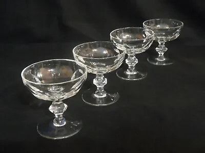Vintage Clear Panel Cut Low Sherbet Or Champagne Glasses - Set Of 4 • $15.99