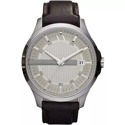 Emporio Armani Exchange Hampton Ax2100 Silver/beige/leather Mens Watch • $149.99