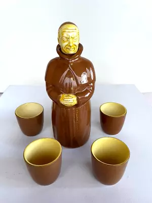 Vintage Pottery Monk Friar DECANTER SET • $32