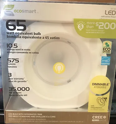 2 Ecosmart 65 Watt LED DOWNLIGHT 6  White Dimmable Soft White Flood • $50