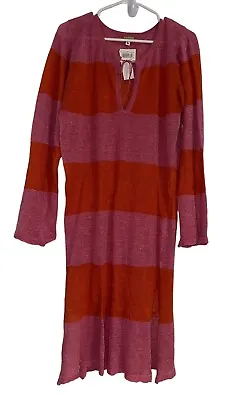 NWT Echo Womens Linen Blend Knit Dress Coverup Sz L Orange Link Semi Sheer • $22.09