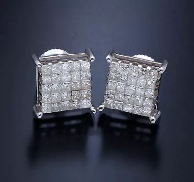 Zales 14K White Gold 1.0Cttw SI2 Diamonds Stud Earrings 8.5x85mm #4457 • $657