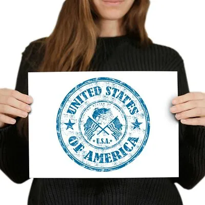 A4 - United States Of America Travel Stamp Poster 29.7X21cm280gsm #5387 • £4.99