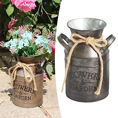 Retro Style Milk Can Vase Flower Bucket Pot Shabby Chic For Office Garden • £11.88