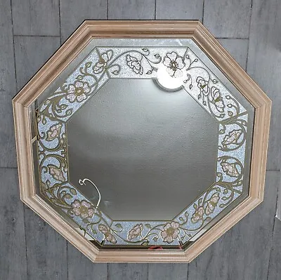 Vintage Mid Century Modern Windsor Art Wood Framed Wall Mirror Floral Tiffany • $292.50