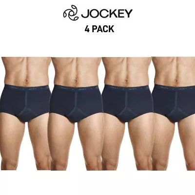 Mens Jockey Classic Y-Front Briefs 4 Pack Navy Cotton Comfort Support M9051G • $84.95