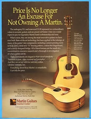 1998 Martin Guitar Mahogany D-1 Rosewood D-1R Nazareth PA Vintage Print Ad • $15.99