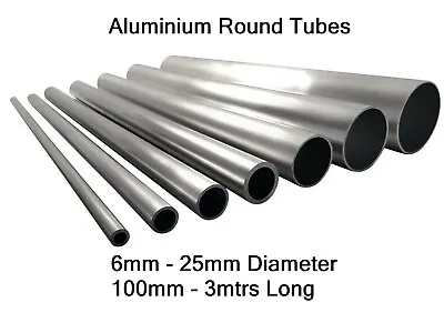 £5.76 • Buy Aluminium Round Tube Pipe 6mm 8mm 10mm 12mm 16mm 20mm 22mm 25mm 6082T6 6063T6