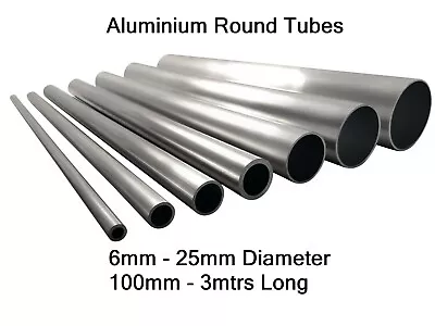 Aluminium Round Tube Pipe 6mm 8mm 10mm 12mm 16mm 20mm 22mm 25mm 6082T6 6063T6 • £6.75