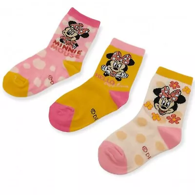 3x Pairs Cotton Minnie Mouse Kids Girls Socks Normal Casual & Sports Socks • £8.39