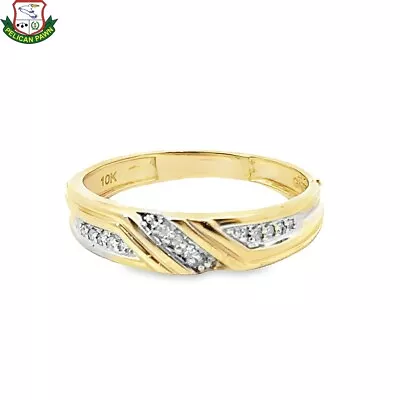 Men's Diamond Wedding Band In 10K Yellow Gold .072 CTW (PBR095544) • $199.99