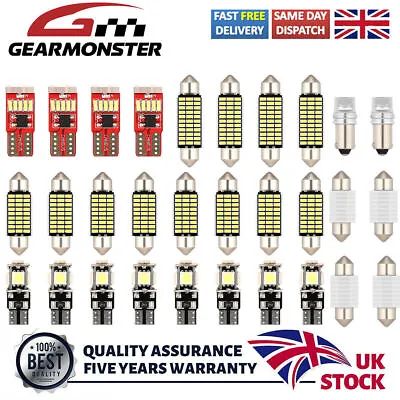 30Pcs Universal LED Car Interior Light Upgrade Bulbs Kit White Auto Van Cabin • £13.99