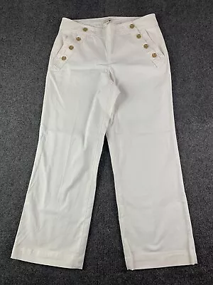 J. CREW Womens Button Front Sailor Pants Size 6 White • $30.59
