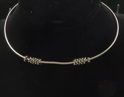 925 Sterling Silver - Vintage Modernist Twist Wrapped Collar Necklace - NE1773 • $80.49