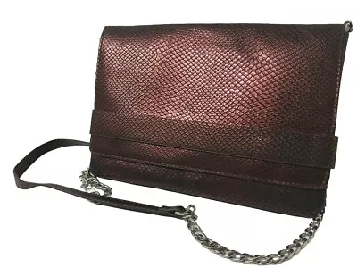 Purse Burgandy Snake Print Mossimo 10  X 7  X 1  With 23  Strap- Front Flap • $15.99