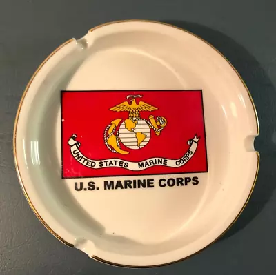 Vintage U.S. Marine Corps Ash Tray Gold Edging • $15.99