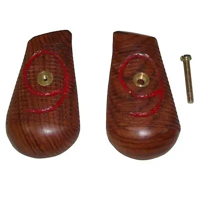 WWII German Broomhandle C96 9mm Mauser Wood Grips Red 9-Repro N755 • $52.35