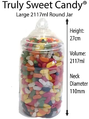 Large Plastic Sweet Jars 2117ml Storage Tubs Vintage Wedding Party Candy Buffet • £11.99