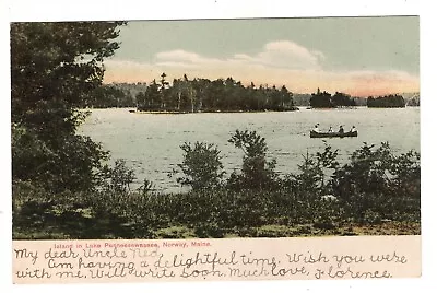 Postcard Maine Norway Island Lake Pennessewasses Row Boat 1906 View Vintage • $5.90