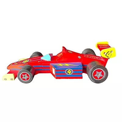 Vintage 10  Wooden Red Race Car • $10.49