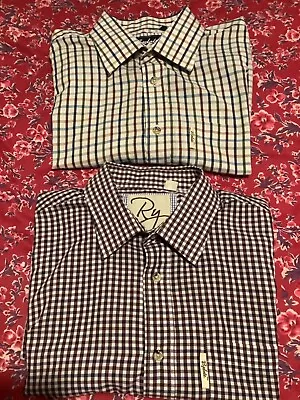 2 Rydale Mens Shirts Check Ulrome Country Harvest Time Short Sleeve Size XL • £14.99