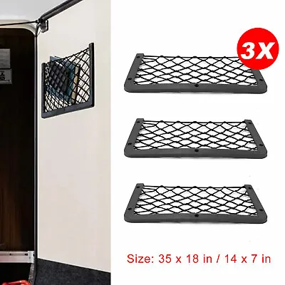 3x Large Elastic Storage Net Magazine Holder Rack Camper Van Car Seat Organiser • £8.69