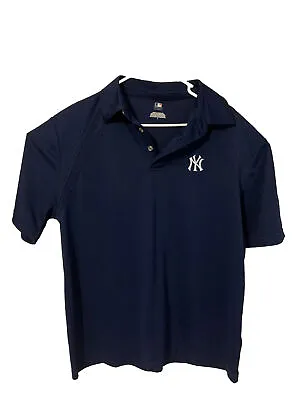 MLB New York Yankees Men's Polo Shirt Navy Blue Logo Lightweight Size L/large • $10.99