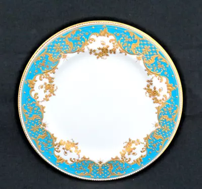 Antique Mintons England Plate Davis Collamore New York ~Turq & Heavy Gold Enamel • $185