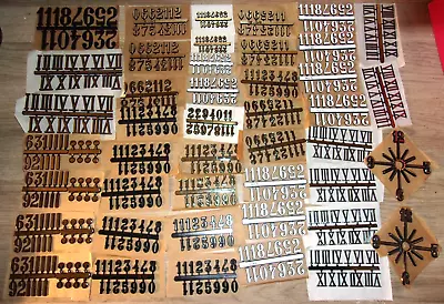 Large Lot Of Vintage Clock Numerals Assorted Plastic Roman & Arabic 44 Full Sets • $53.99