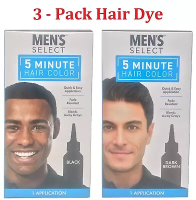 3 Pack Mens Select Hair Color Dye Black Or Dark Brown 5 Minute Gel Men Coloring  • $14.75