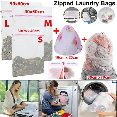 Mesh Laundry Zipper Locker Bags Washing Bags For Laundry Delicates Clothes UK • £4.25