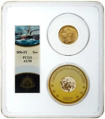 1856 Sydney Mint Gold Sovereign SS Central America Shipwreck PCGS AU58 • $50828.60